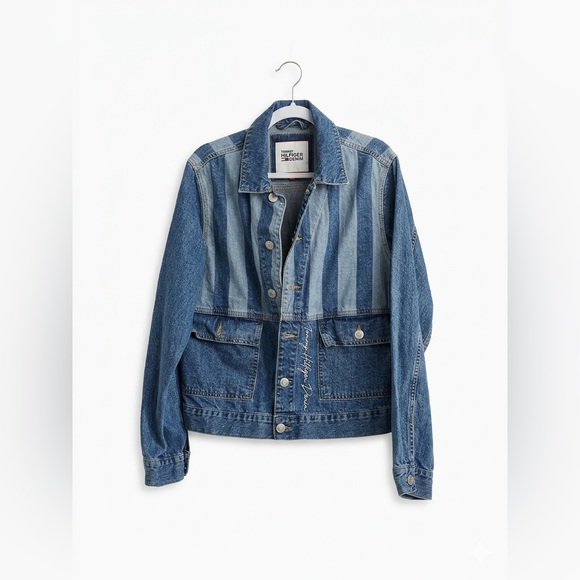Tommy Hilfiger Jackets & Blazers - Tommy Hilfiger 90s Revival Streetwear Denim Striped Mixed-Wash Trucker Jacket M